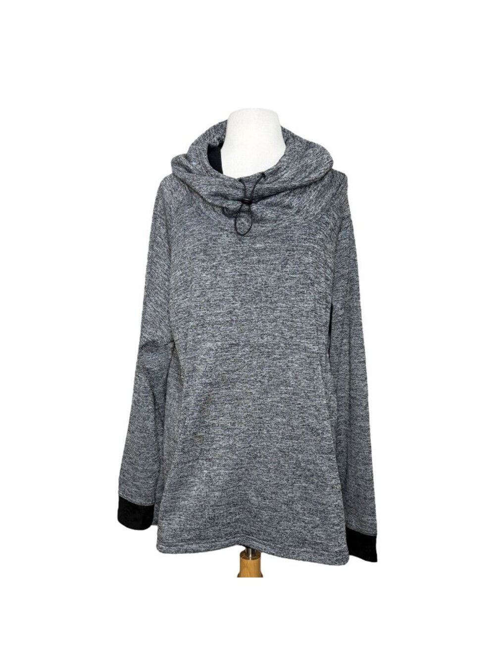 Energy Zone Plus Size Cowl Neck Sweatshirt Hooded Size 2XL Heather Black Gray
